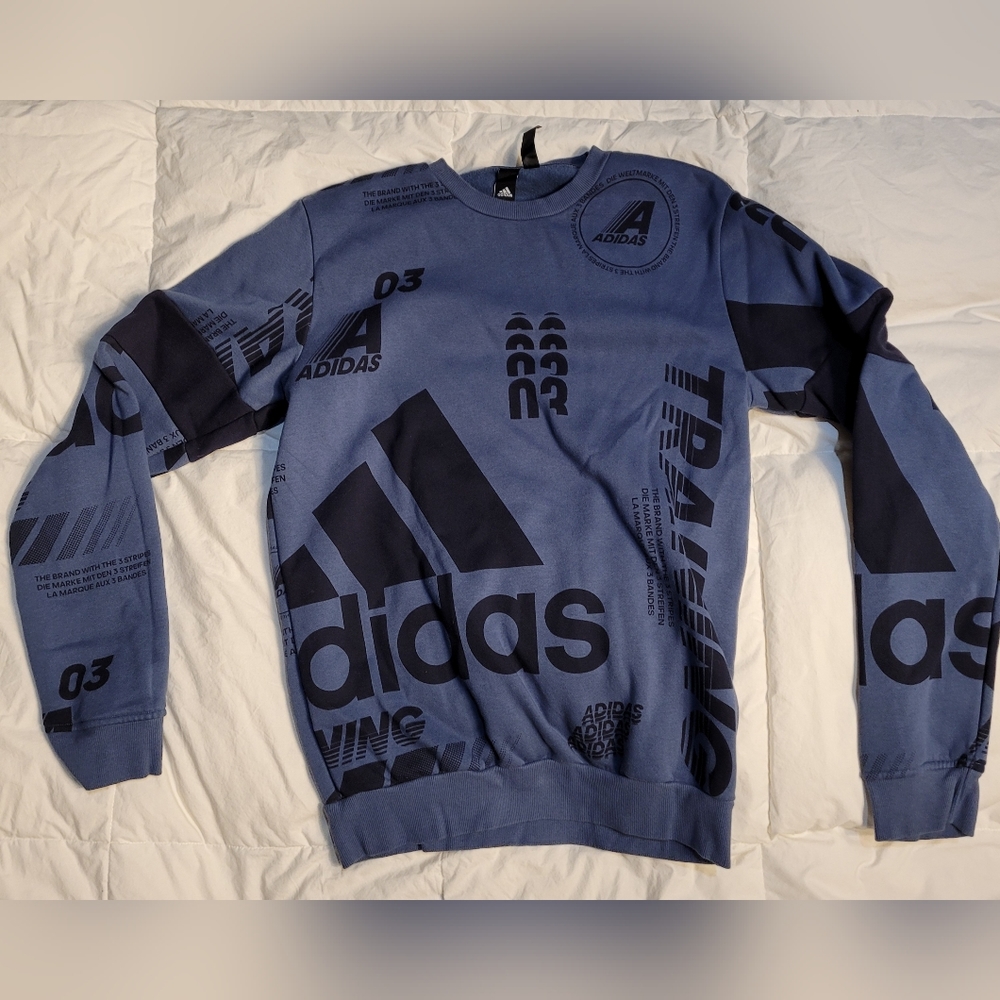 Adidas Post Game Allover Print Crew Men's Pullover Sweatshirt Size M